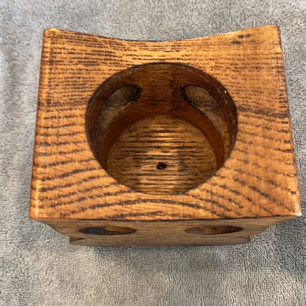 Vintage solid wood owl candleholder with tea light and tea light holder